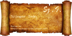 Szinger Iván névjegykártya