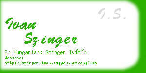 ivan szinger business card